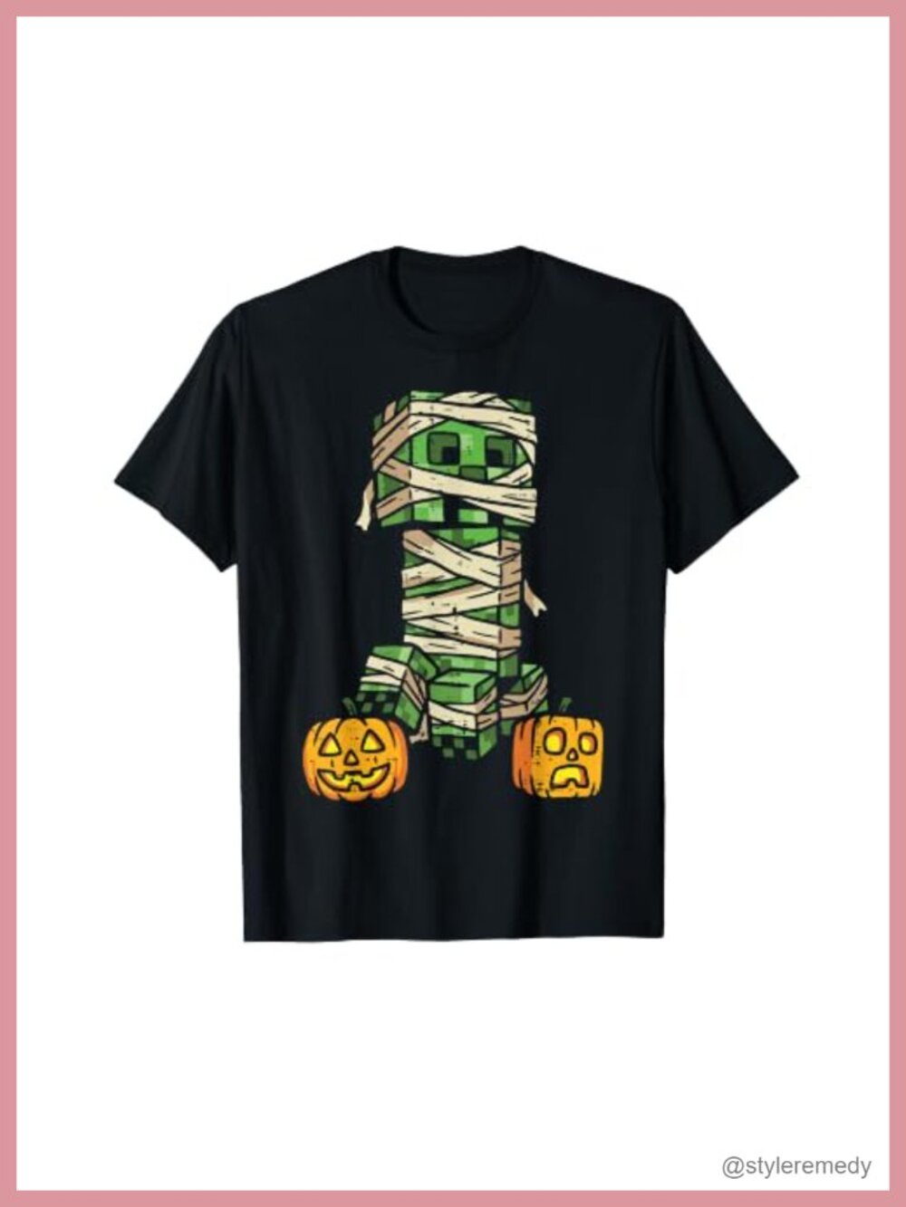 Halloween Gamer Pixel Monster Mummy Costume Graphic Tee Retro